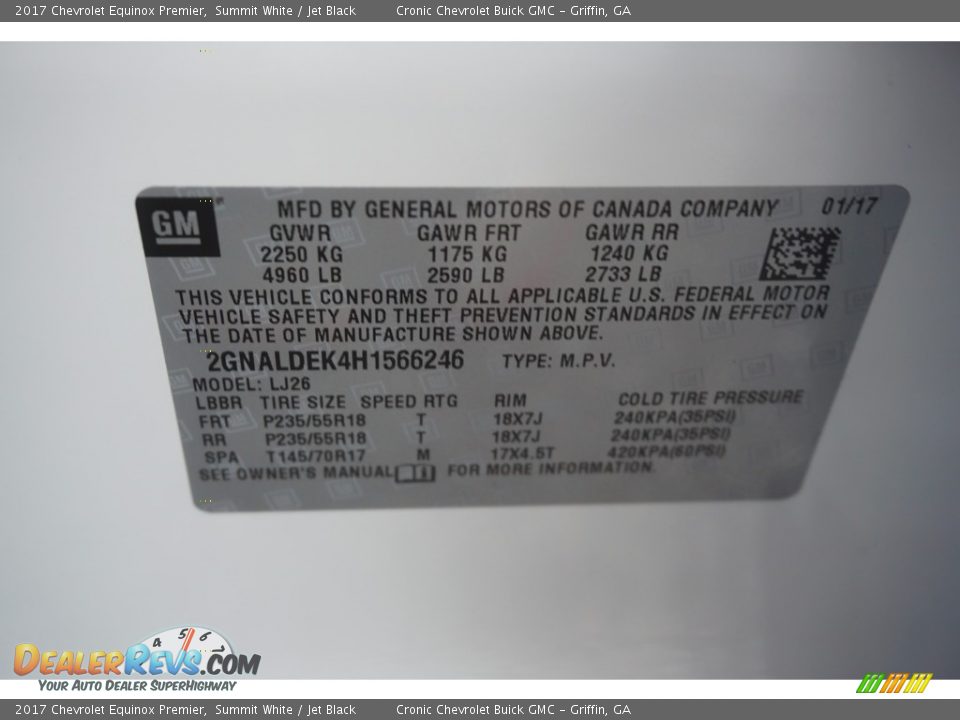 2017 Chevrolet Equinox Premier Summit White / Jet Black Photo #15