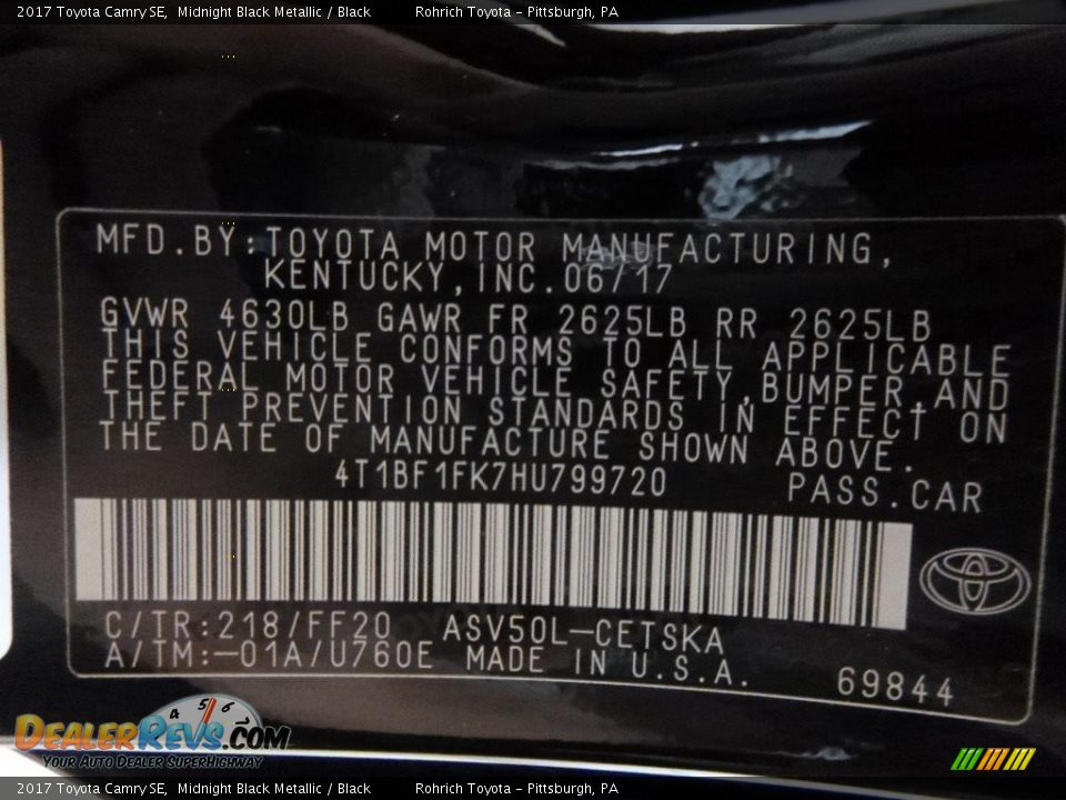 2017 Toyota Camry SE Midnight Black Metallic / Black Photo #10