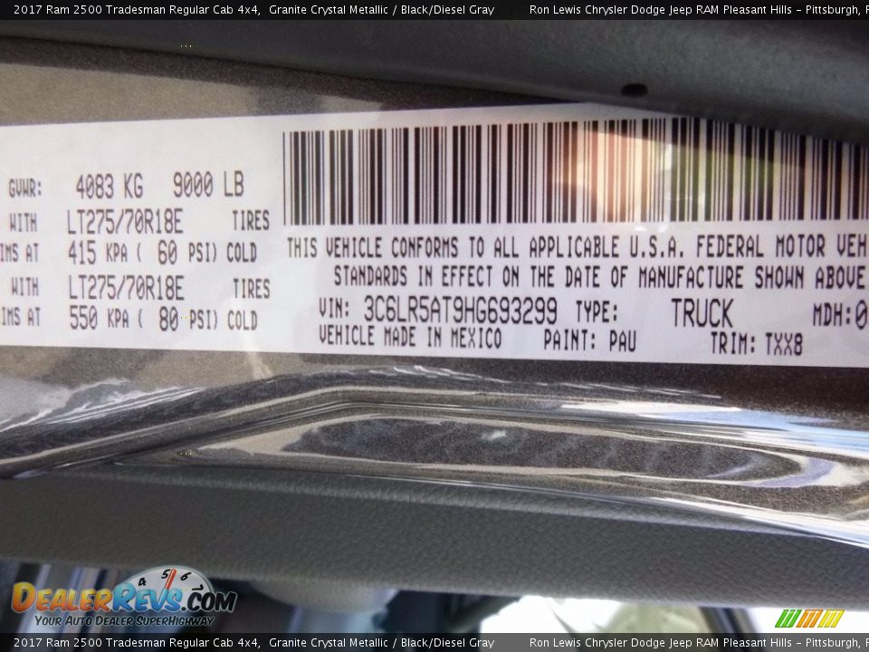 2017 Ram 2500 Tradesman Regular Cab 4x4 Granite Crystal Metallic / Black/Diesel Gray Photo #15