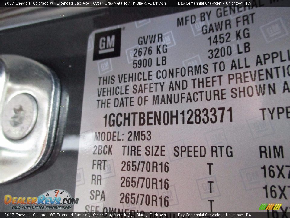 2017 Chevrolet Colorado WT Extended Cab 4x4 Cyber Gray Metallic / Jet Black/­Dark Ash Photo #19