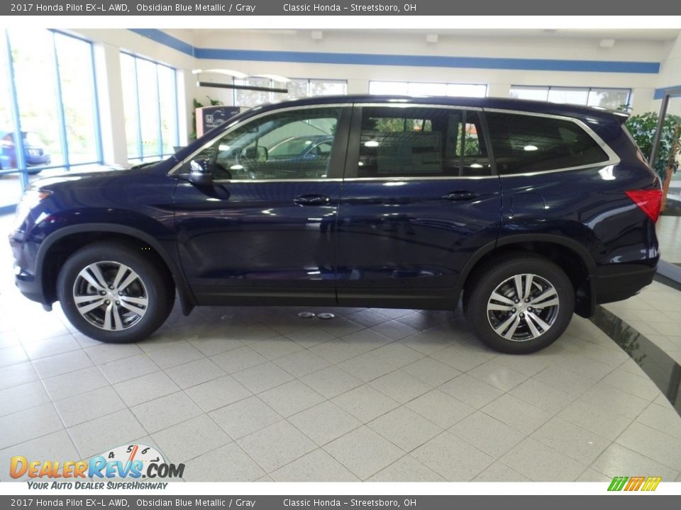 2017 Honda Pilot EX-L AWD Obsidian Blue Metallic / Gray Photo #3