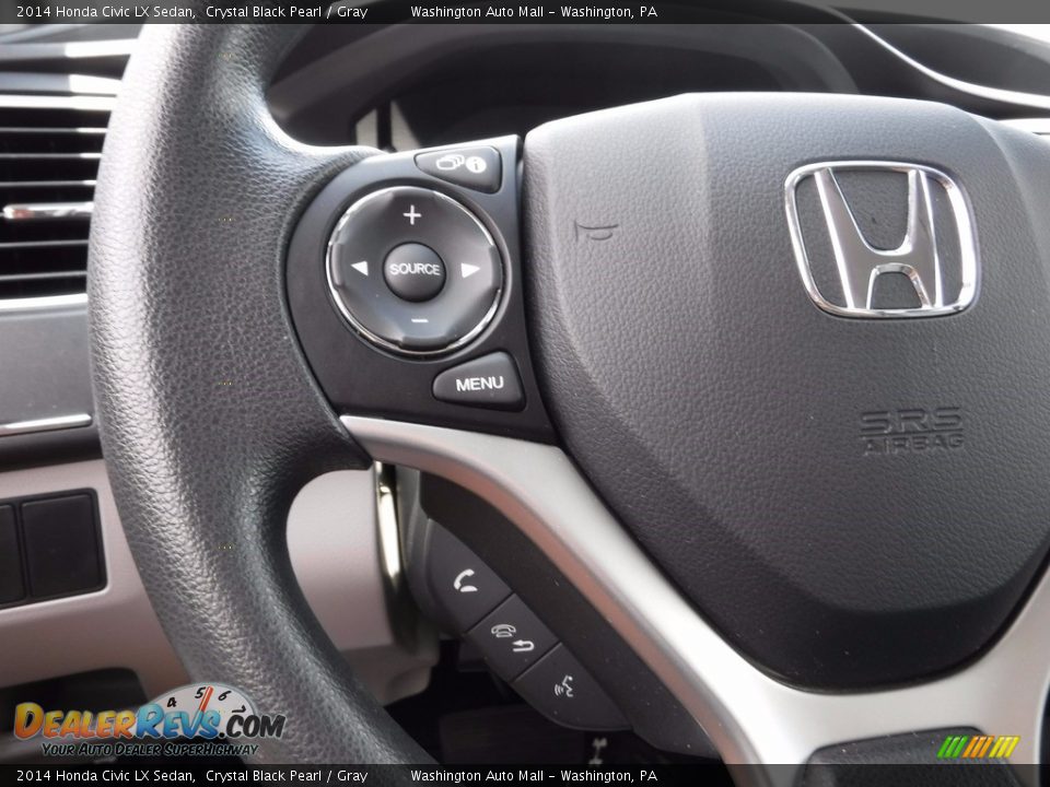 2014 Honda Civic LX Sedan Crystal Black Pearl / Gray Photo #19