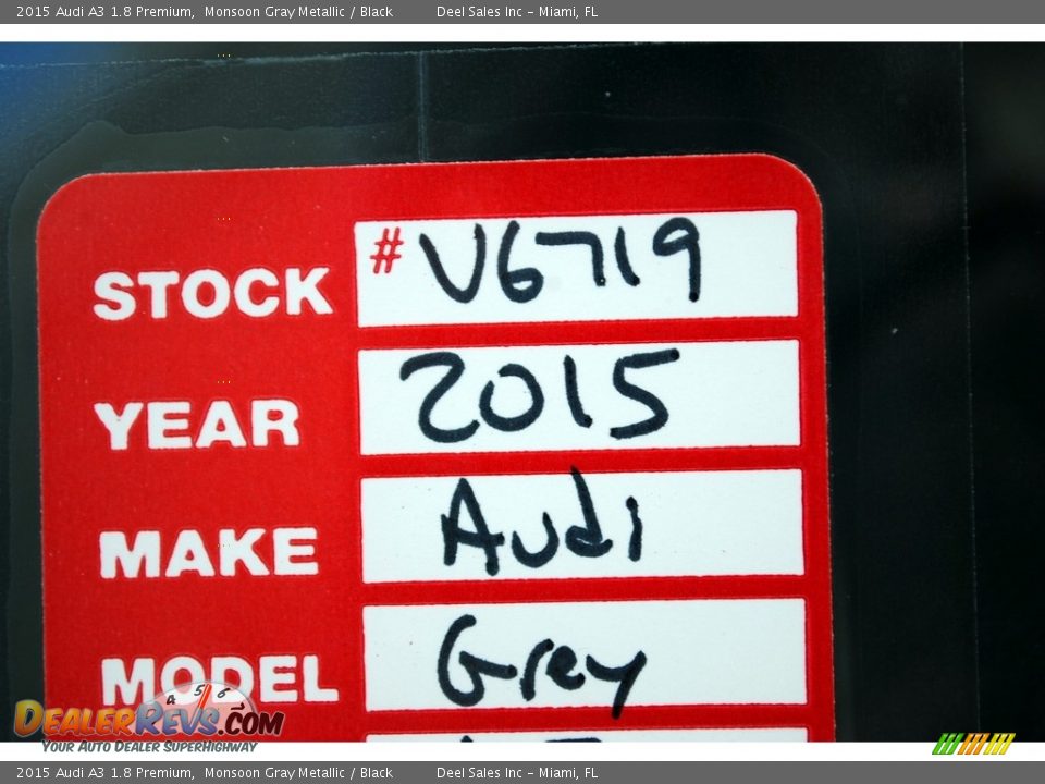2015 Audi A3 1.8 Premium Monsoon Gray Metallic / Black Photo #20