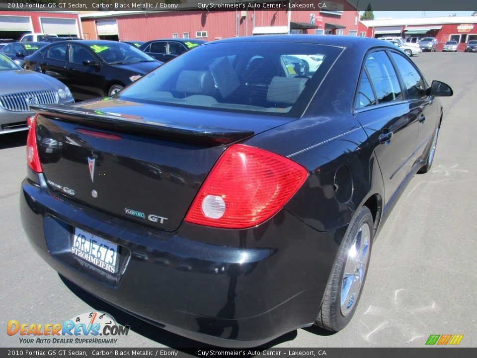 2010 Pontiac G6 GT Sedan Carbon Black Metallic / Ebony Photo #7