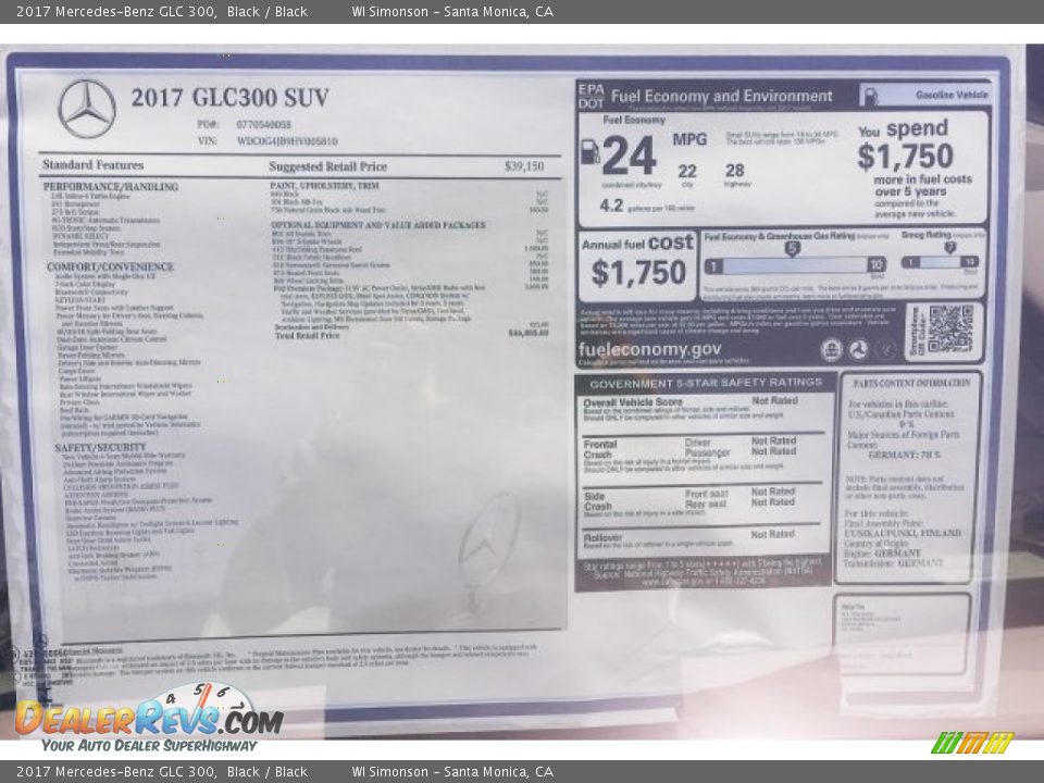 2017 Mercedes-Benz GLC 300 Black / Black Photo #11