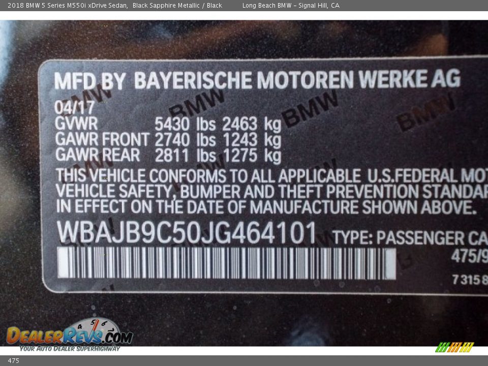 475 - 2018 BMW 5 Series