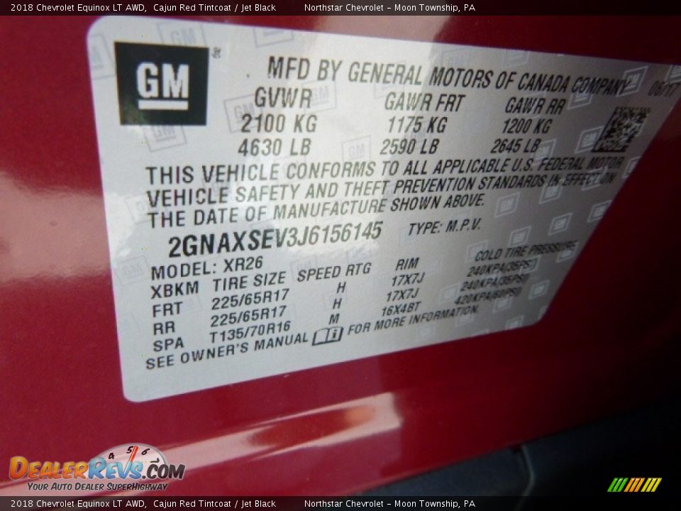 2018 Chevrolet Equinox LT AWD Cajun Red Tintcoat / Jet Black Photo #17