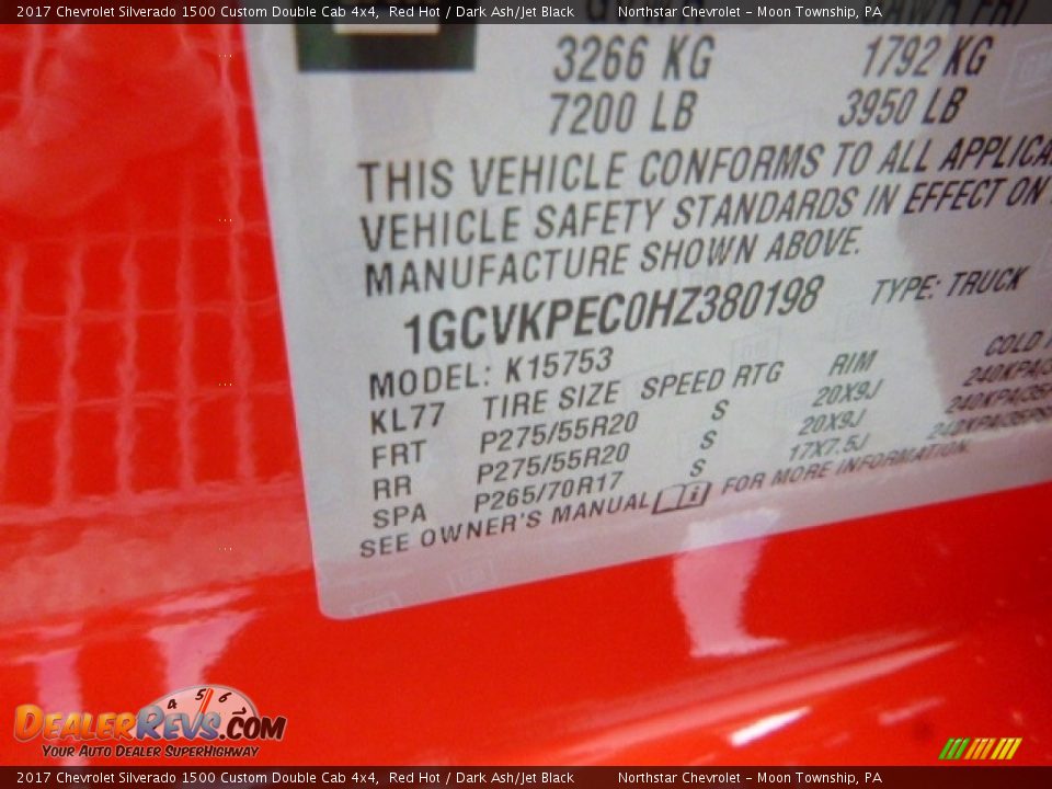 2017 Chevrolet Silverado 1500 Custom Double Cab 4x4 Red Hot / Dark Ash/Jet Black Photo #18