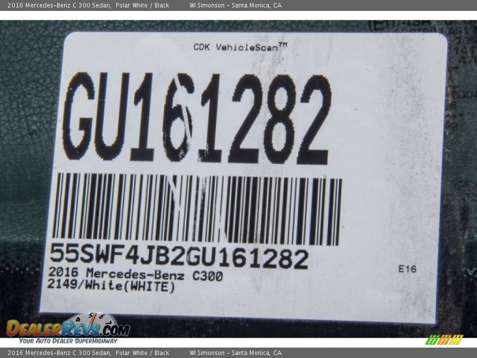2016 Mercedes-Benz C 300 Sedan Polar White / Black Photo #8