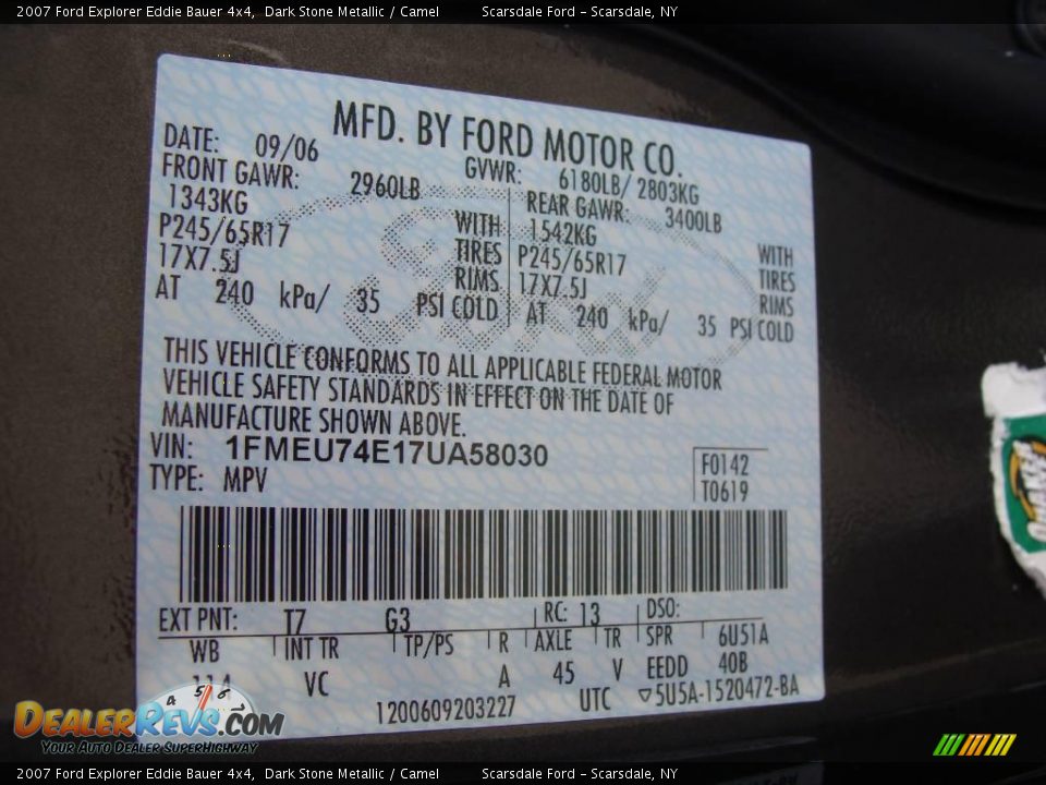 2007 Ford Explorer Eddie Bauer 4x4 Dark Stone Metallic / Camel Photo #25
