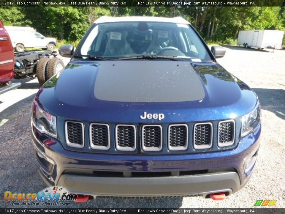 2017 Jeep Compass Trailhawk 4x4 Jazz Blue Pearl / Black/Ruby Red Photo #8