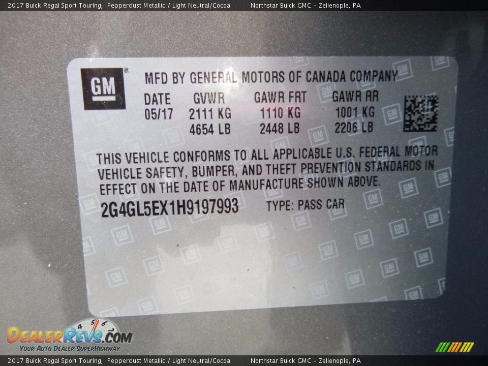 2017 Buick Regal Sport Touring Pepperdust Metallic / Light Neutral/Cocoa Photo #14