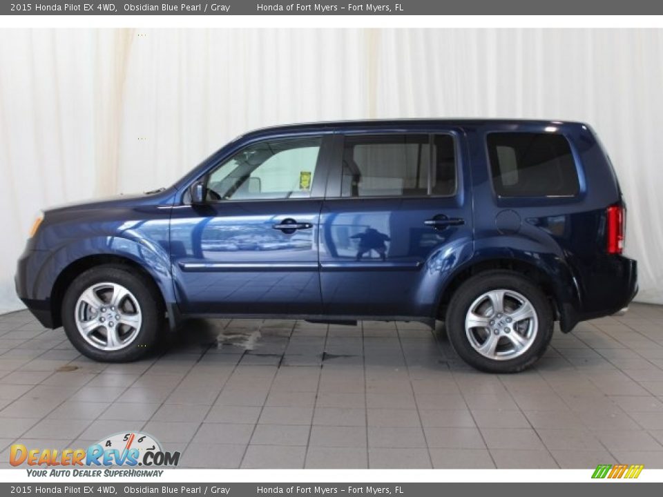 2015 Honda Pilot EX 4WD Obsidian Blue Pearl / Gray Photo #4