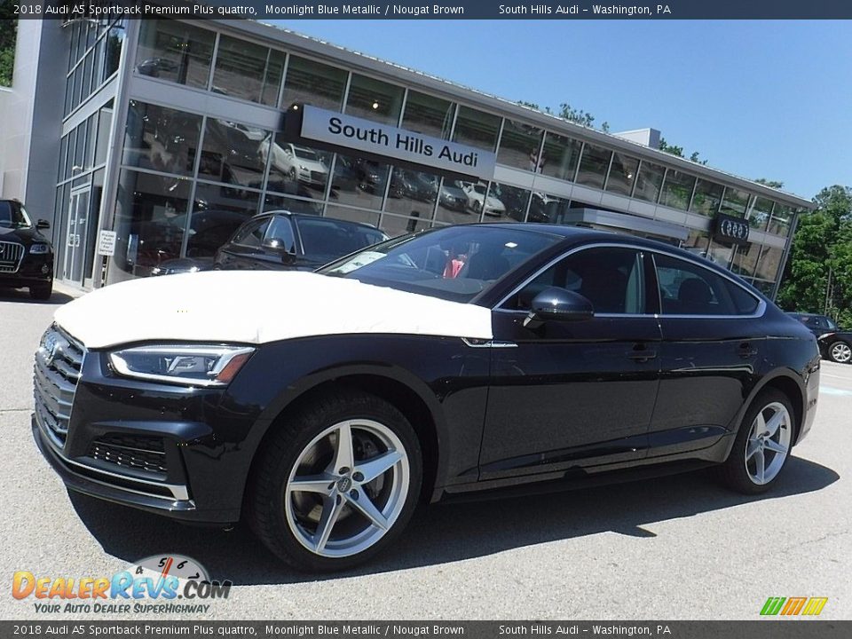 2018 Audi A5 Sportback Premium Plus quattro Moonlight Blue Metallic / Nougat Brown Photo #1