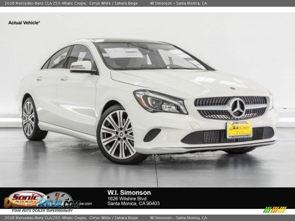 2018 Mercedes-Benz CLA 250 4Matic Coupe Cirrus White / Sahara Beige Photo #1