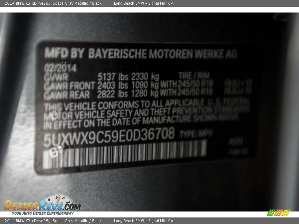 2014 BMW X3 xDrive28i Space Gray Metallic / Black Photo #17