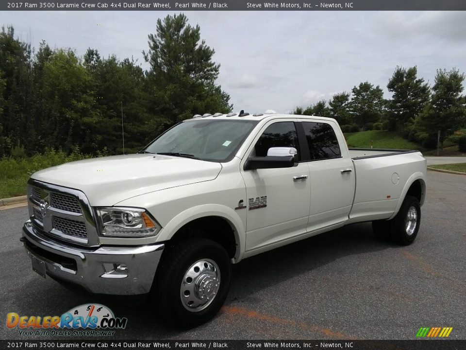 2017 Ram 3500 Laramie Crew Cab 4x4 Dual Rear Wheel Pearl White / Black Photo #2