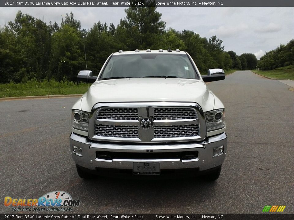 2017 Ram 3500 Laramie Crew Cab 4x4 Dual Rear Wheel Pearl White / Black Photo #3