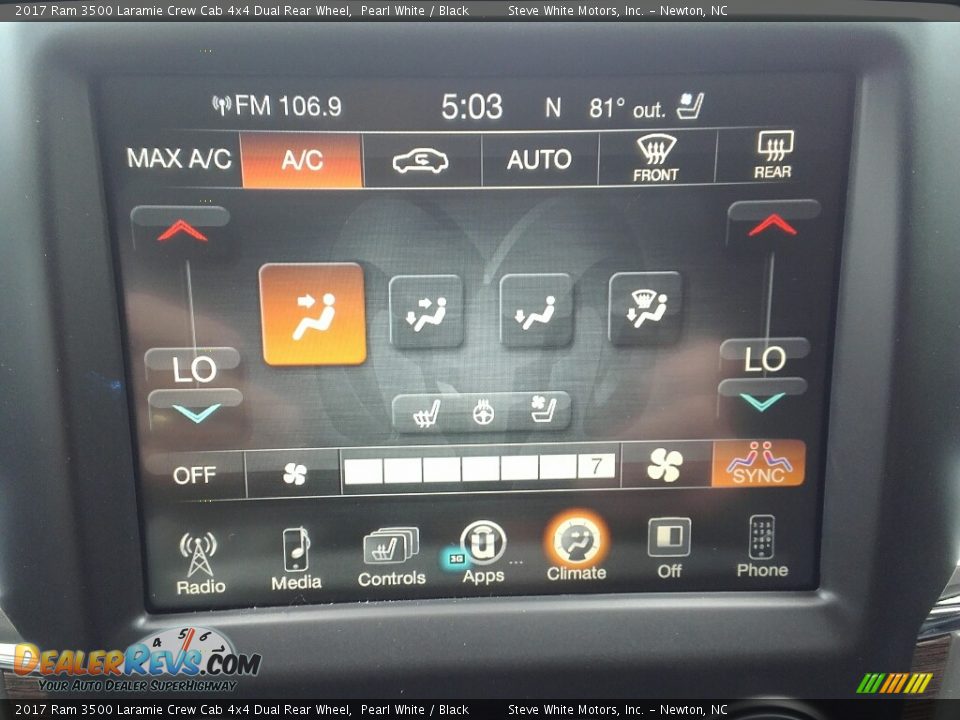 2017 Ram 3500 Laramie Crew Cab 4x4 Dual Rear Wheel Pearl White / Black Photo #27