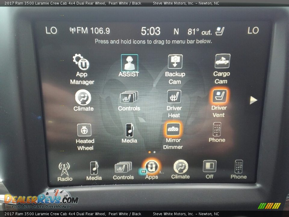 2017 Ram 3500 Laramie Crew Cab 4x4 Dual Rear Wheel Pearl White / Black Photo #28