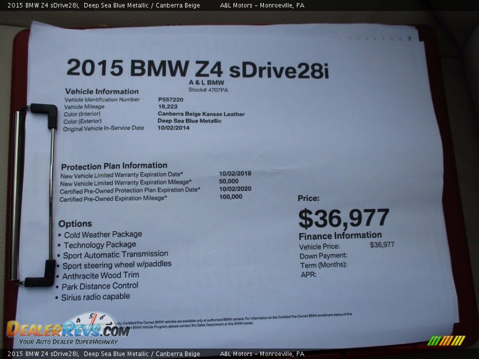 2015 BMW Z4 sDrive28i Deep Sea Blue Metallic / Canberra Beige Photo #13