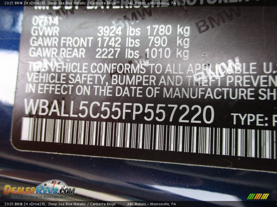 2015 BMW Z4 sDrive28i Deep Sea Blue Metallic / Canberra Beige Photo #19