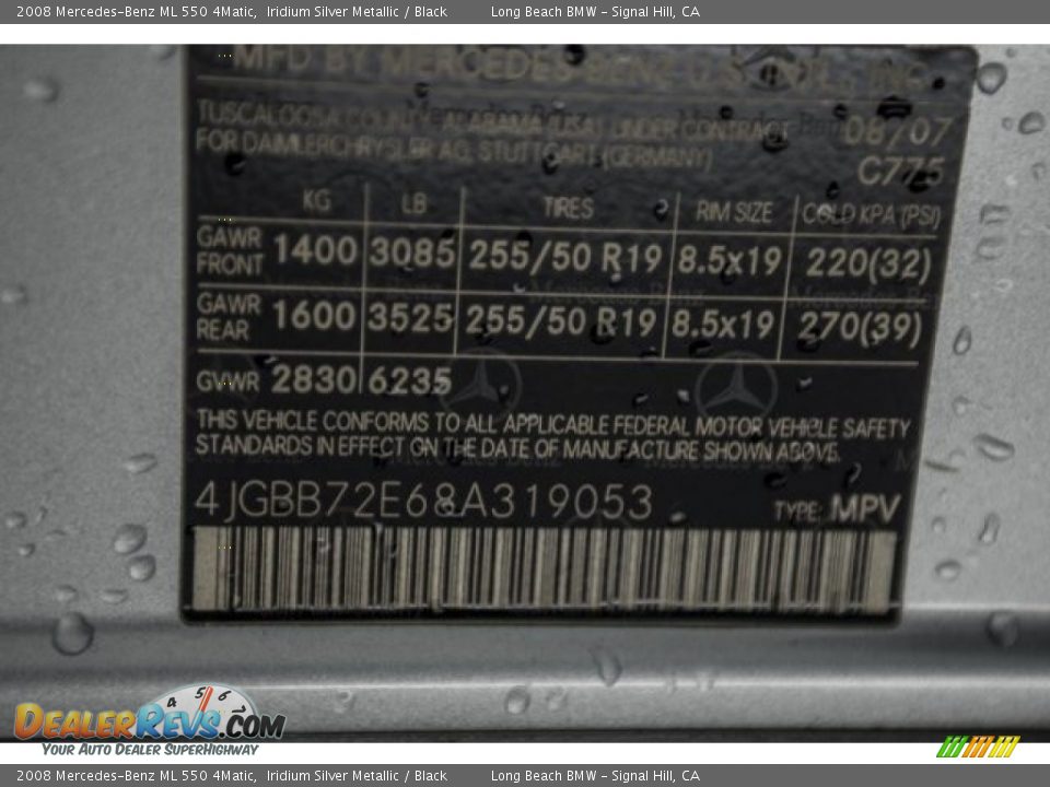2008 Mercedes-Benz ML 550 4Matic Iridium Silver Metallic / Black Photo #17