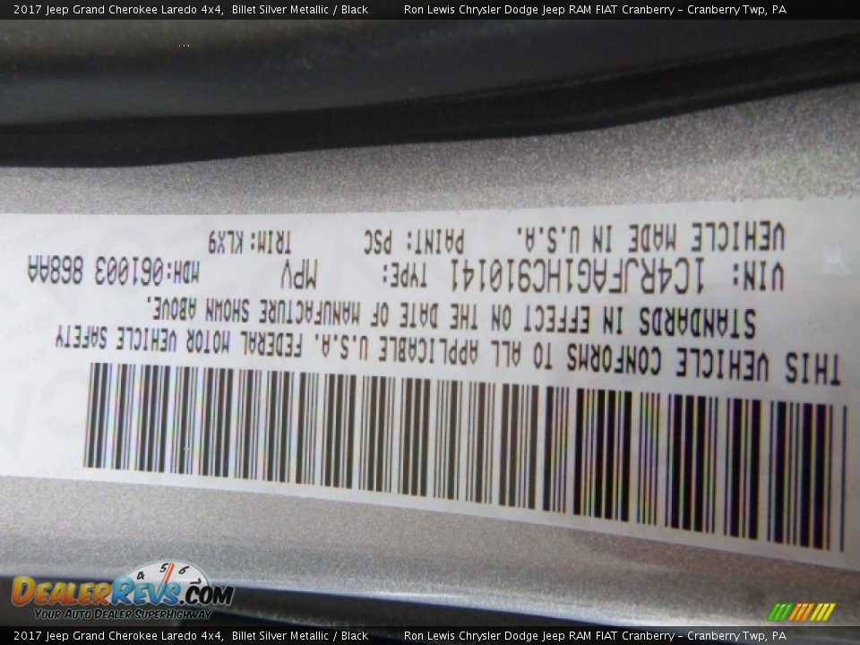 2017 Jeep Grand Cherokee Laredo 4x4 Billet Silver Metallic / Black Photo #14