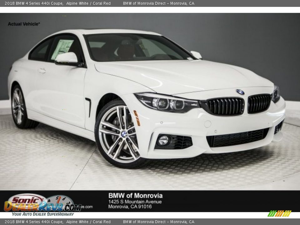 2018 BMW 4 Series 440i Coupe Alpine White / Coral Red Photo #1