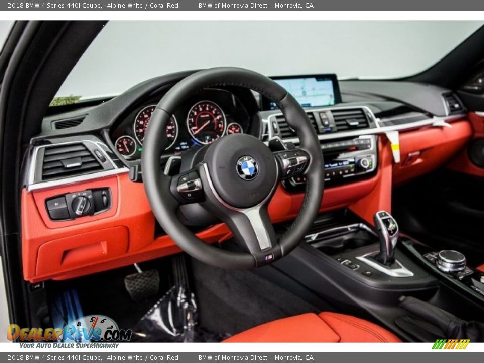 2018 BMW 4 Series 440i Coupe Alpine White / Coral Red Photo #5