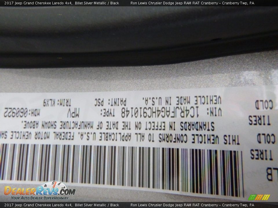 2017 Jeep Grand Cherokee Laredo 4x4 Billet Silver Metallic / Black Photo #14