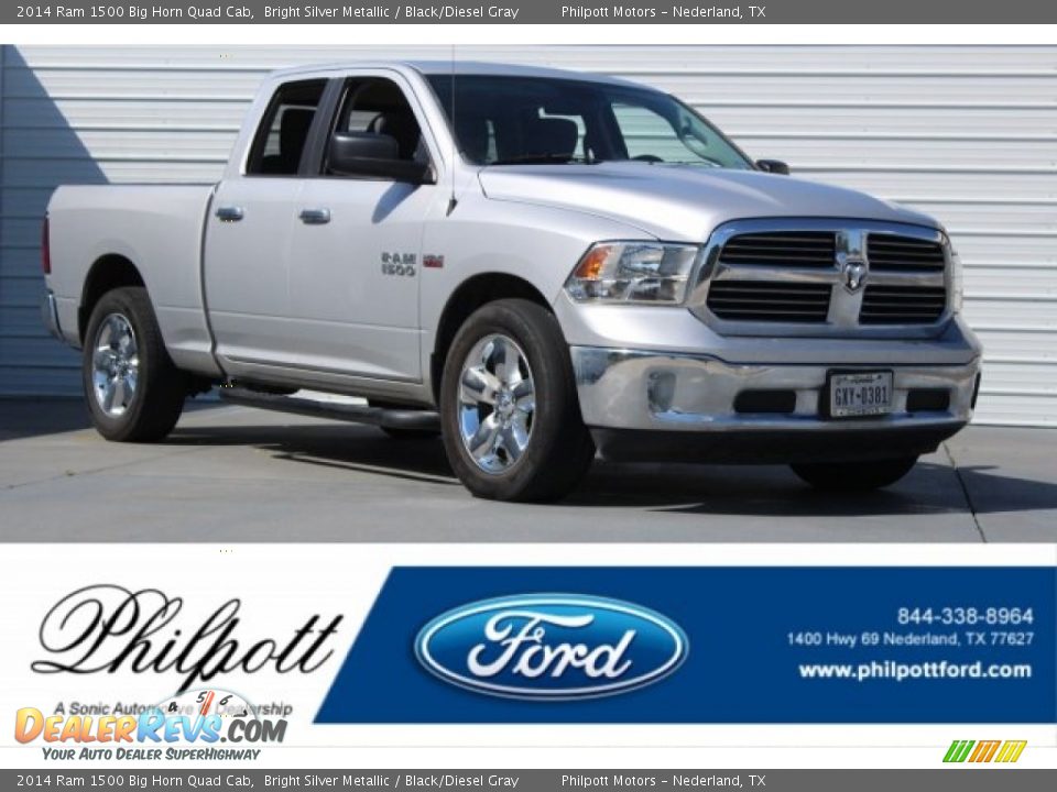 2014 Ram 1500 Big Horn Quad Cab Bright Silver Metallic / Black/Diesel Gray Photo #1
