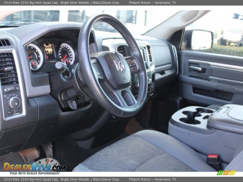 2014 Ram 1500 Big Horn Quad Cab Bright Silver Metallic / Black/Diesel Gray Photo #12