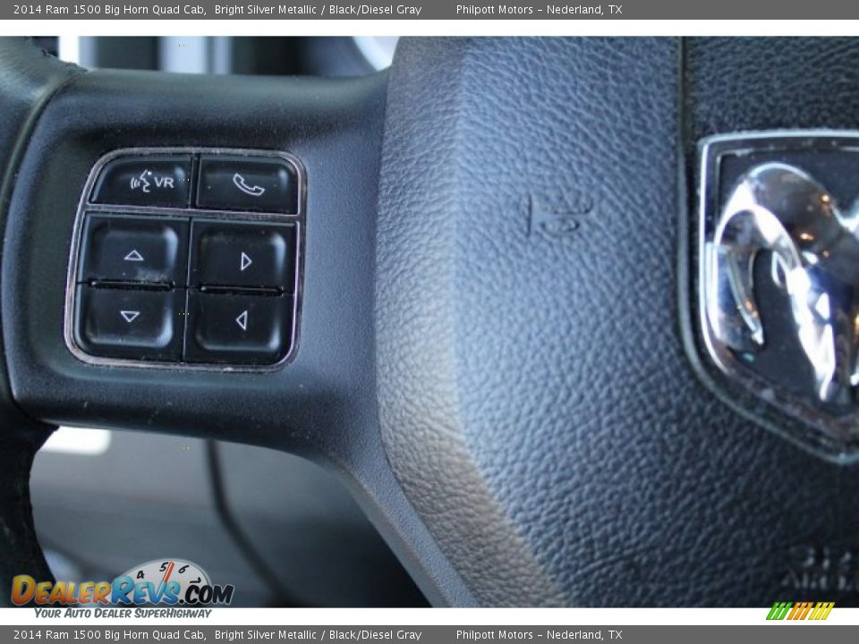 2014 Ram 1500 Big Horn Quad Cab Bright Silver Metallic / Black/Diesel Gray Photo #17