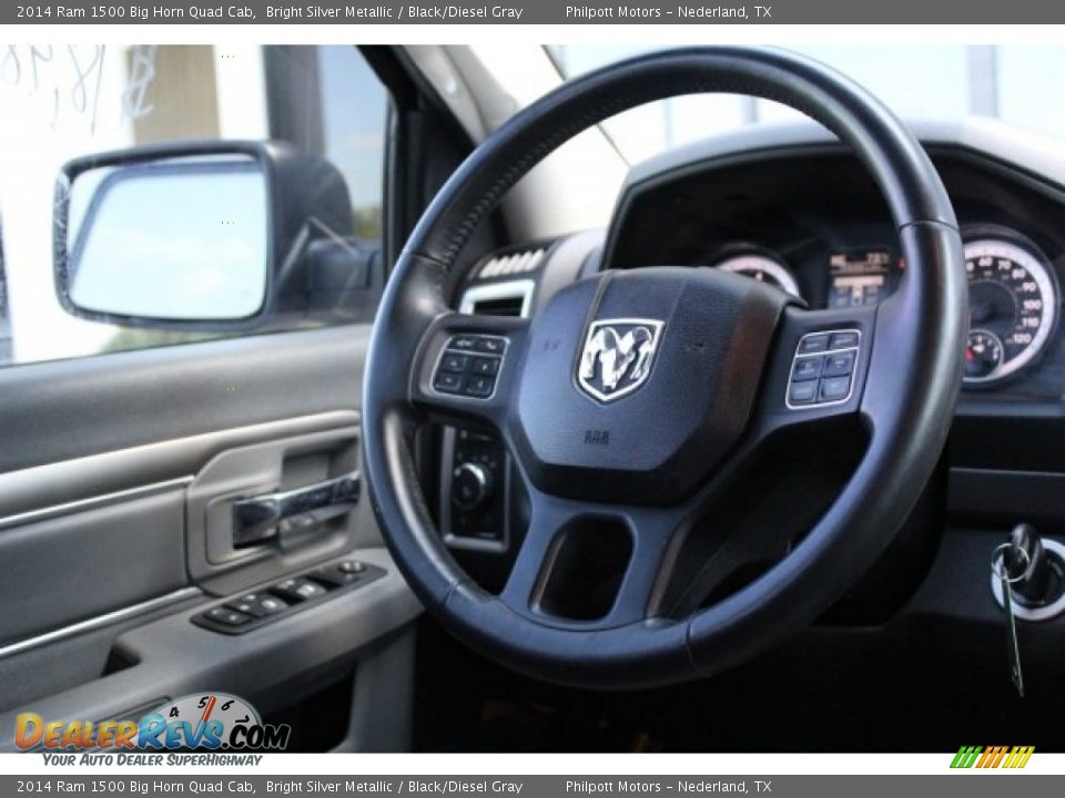 2014 Ram 1500 Big Horn Quad Cab Bright Silver Metallic / Black/Diesel Gray Photo #22