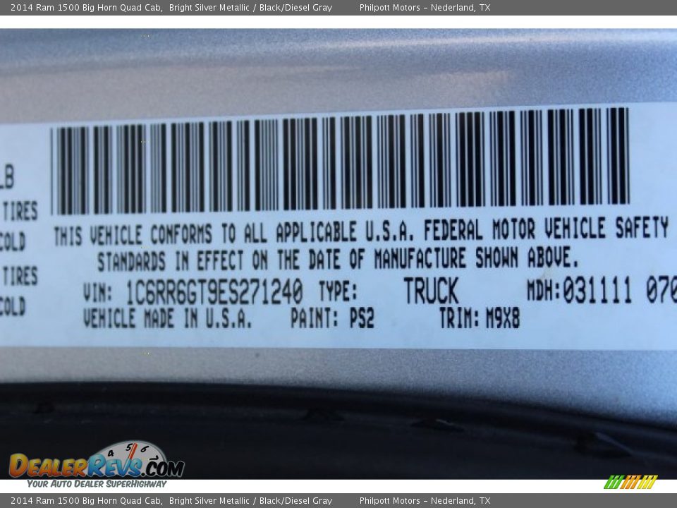2014 Ram 1500 Big Horn Quad Cab Bright Silver Metallic / Black/Diesel Gray Photo #31
