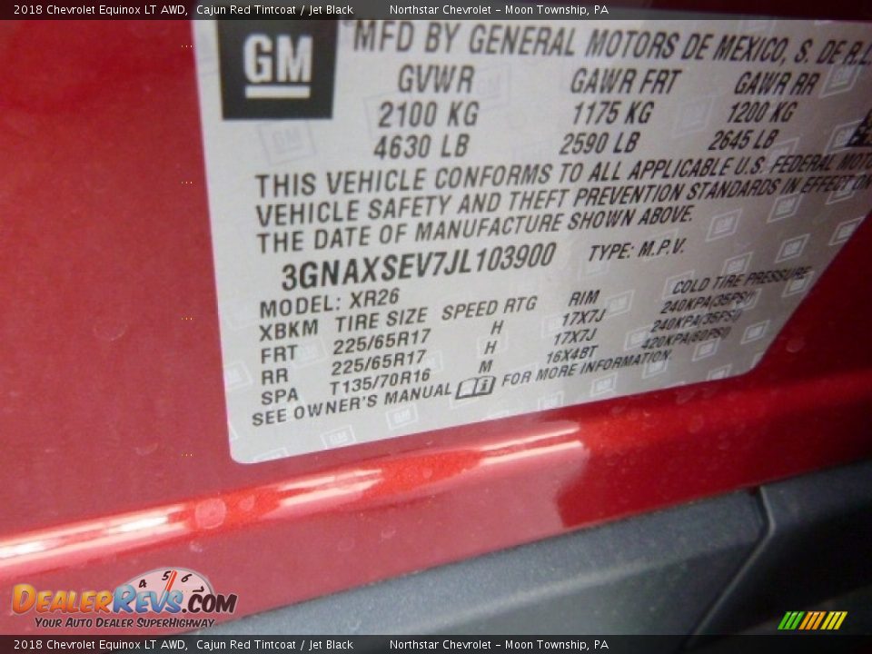 2018 Chevrolet Equinox LT AWD Cajun Red Tintcoat / Jet Black Photo #17