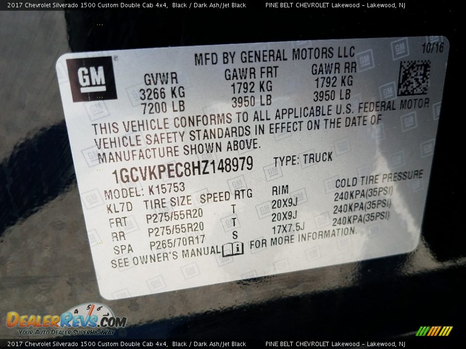 2017 Chevrolet Silverado 1500 Custom Double Cab 4x4 Black / Dark Ash/Jet Black Photo #8