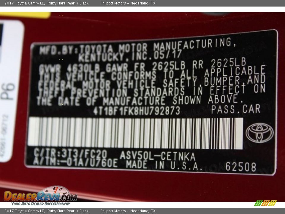 2017 Toyota Camry LE Ruby Flare Pearl / Black Photo #26