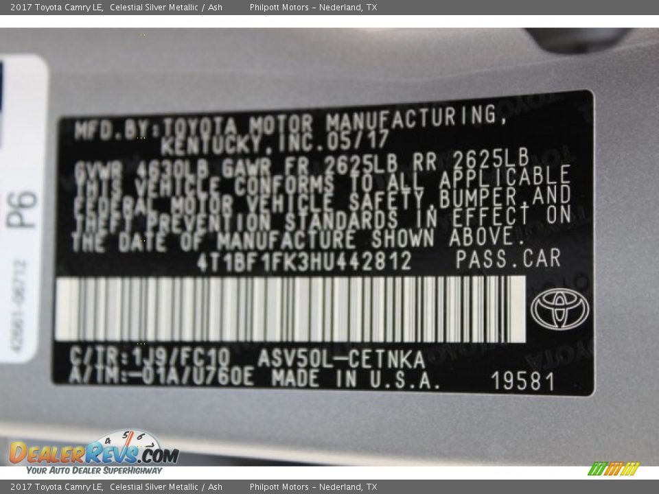 2017 Toyota Camry LE Celestial Silver Metallic / Ash Photo #26