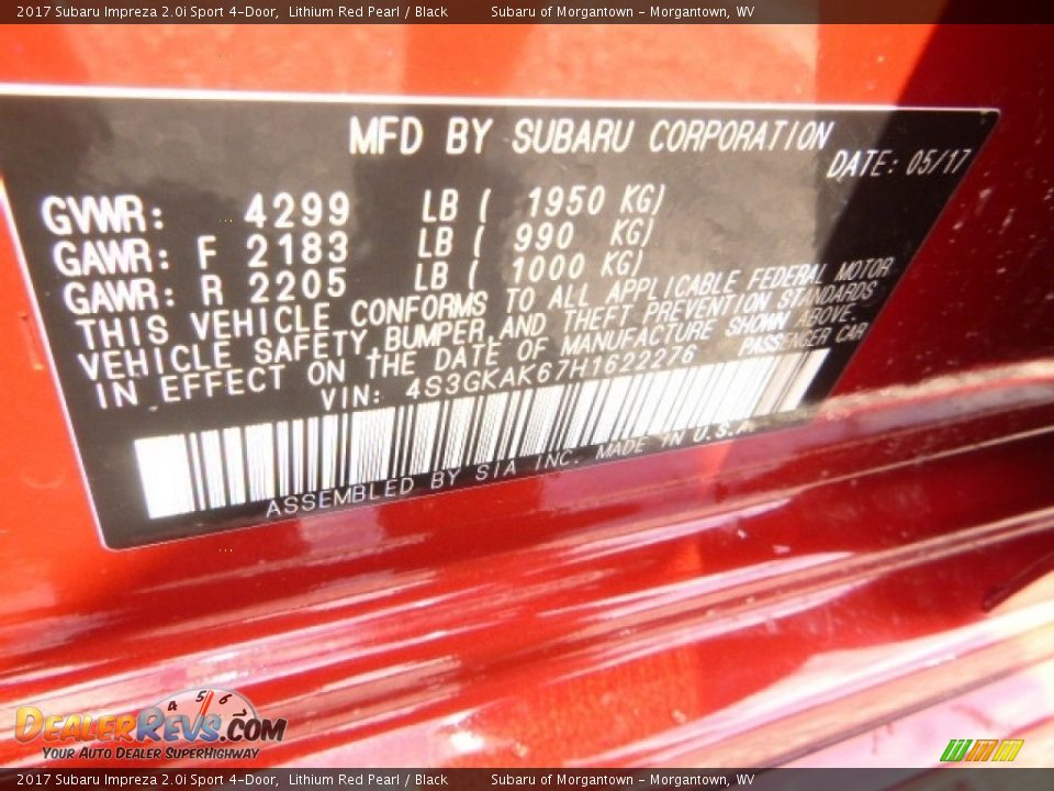 2017 Subaru Impreza 2.0i Sport 4-Door Lithium Red Pearl / Black Photo #8