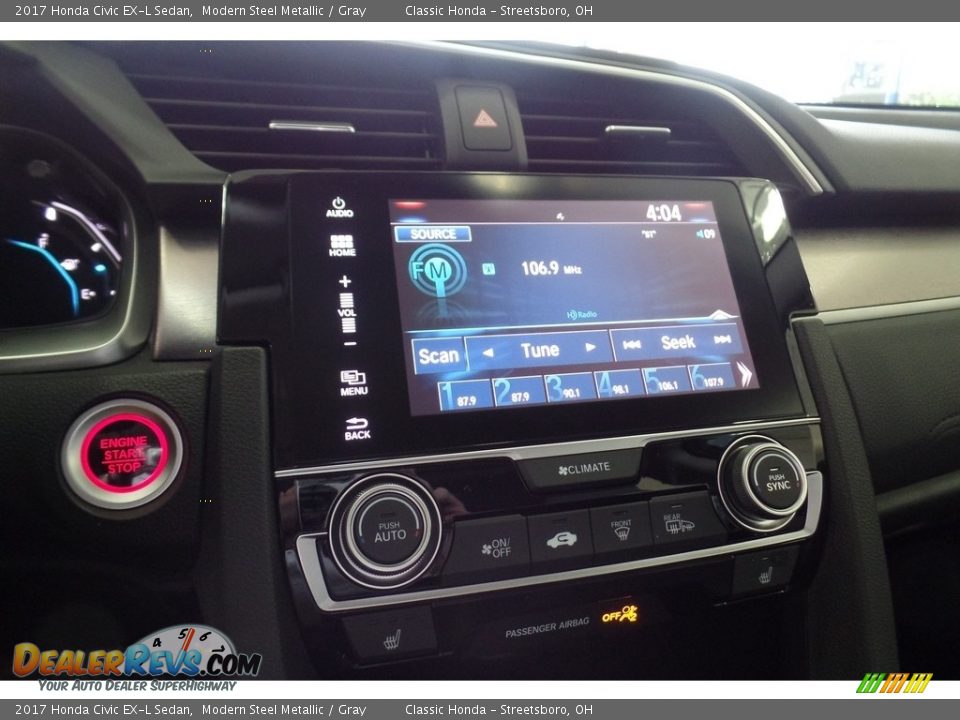 2017 Honda Civic EX-L Sedan Modern Steel Metallic / Gray Photo #11