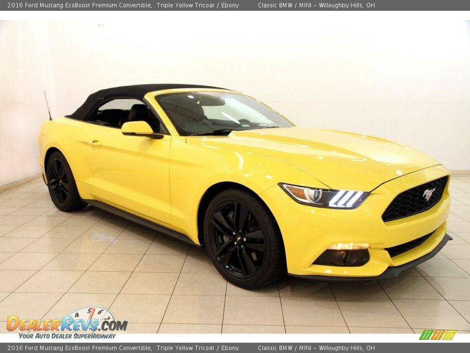 2016 Ford Mustang EcoBoost Premium Convertible Triple Yellow Tricoat / Ebony Photo #2