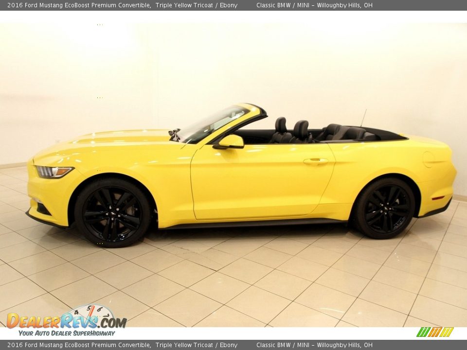 2016 Ford Mustang EcoBoost Premium Convertible Triple Yellow Tricoat / Ebony Photo #6