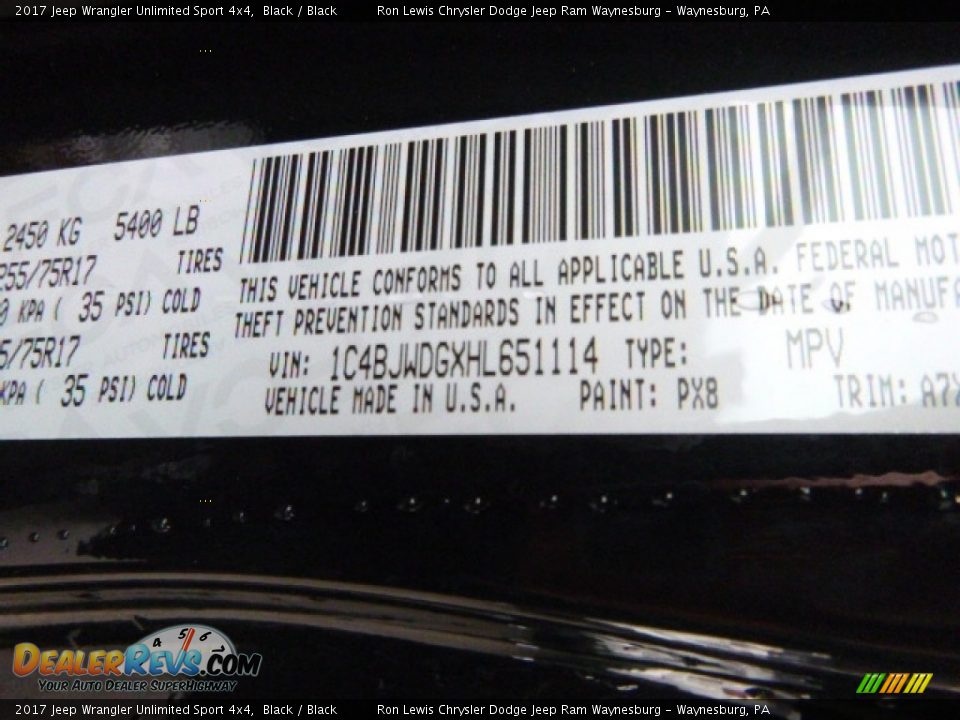 2017 Jeep Wrangler Unlimited Sport 4x4 Black / Black Photo #14