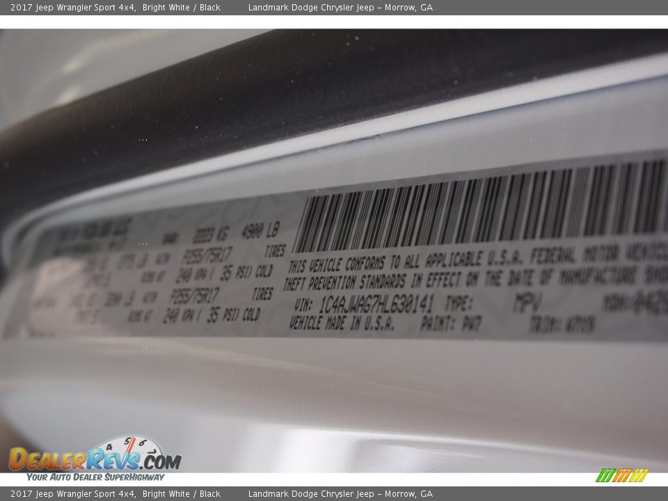 2017 Jeep Wrangler Sport 4x4 Bright White / Black Photo #10