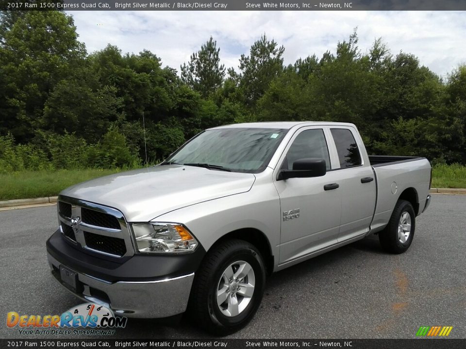 2017 Ram 1500 Express Quad Cab Bright Silver Metallic / Black/Diesel Gray Photo #2