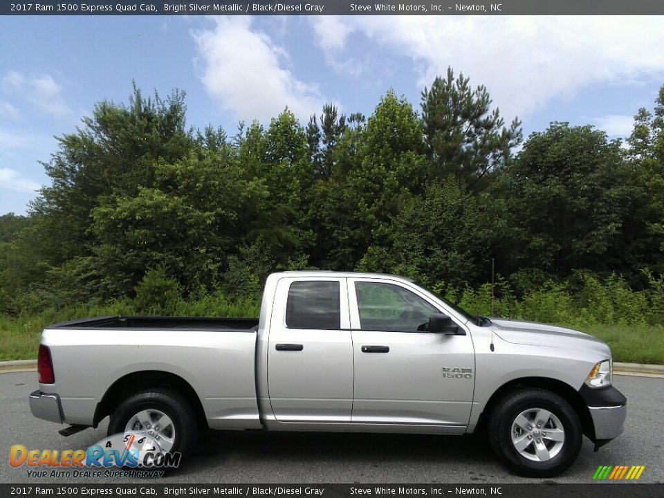 2017 Ram 1500 Express Quad Cab Bright Silver Metallic / Black/Diesel Gray Photo #5