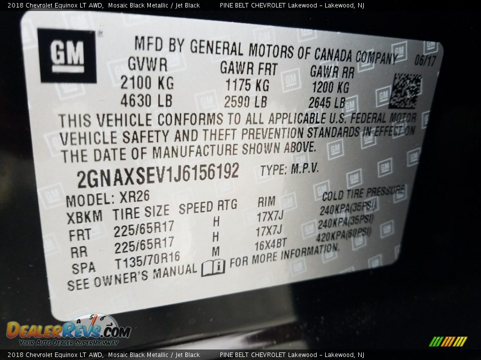 2018 Chevrolet Equinox LT AWD Mosaic Black Metallic / Jet Black Photo #7