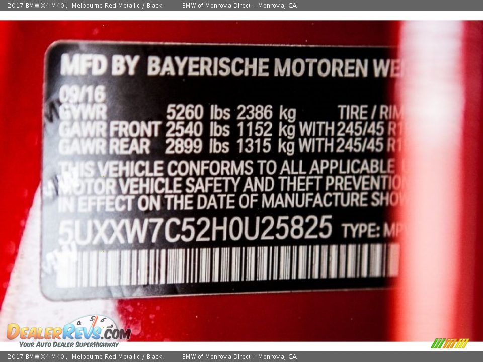 2017 BMW X4 M40i Melbourne Red Metallic / Black Photo #22